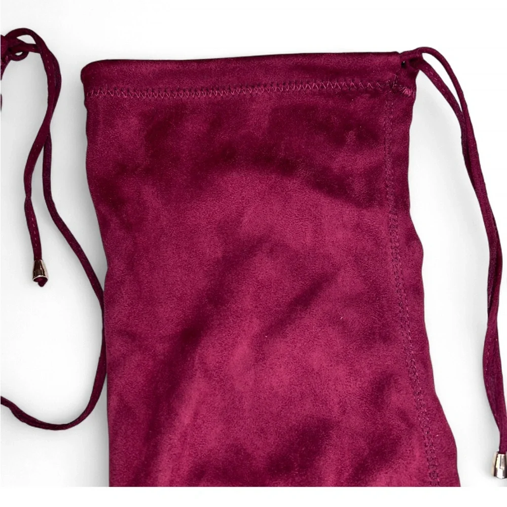 AKIRA Burgundy Over the Knee Boots with Chunky Sole and Lace-Up Design 7 NWT